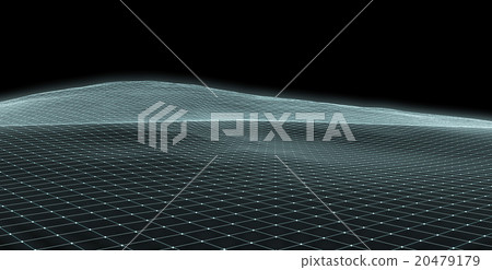 Abstract glowing mesh surface on black background. 20479179
