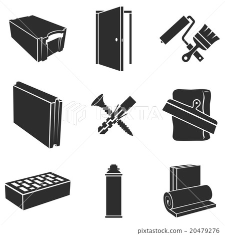 Building materials black and white vector set. 20479276