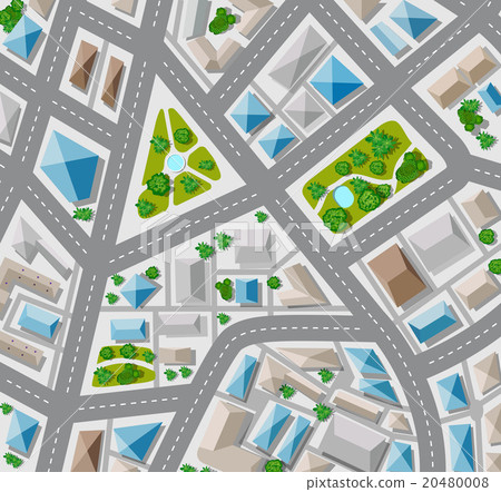 plan top view for the big city with streets stock illustration