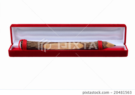 Wooden pencil box, red velvet White background Wooden pencil box, red velvet White background 20481563