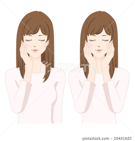 A woman who puts her hand on her cheek and closes her eyes A woman who puts her hand on her cheek and closes her eyes 20481685