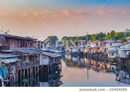 slum at waterside in sunrise morning slum at waterside in sunrise morning 20484099