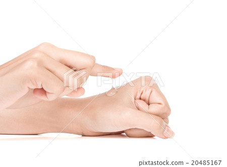 hand in action apply cream to skin 20485167