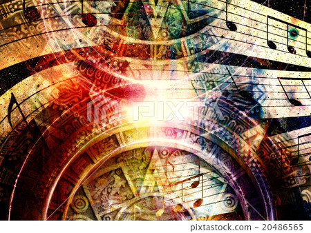 Ancient Mayan Calendar and  Music note, Cosmic 20486565