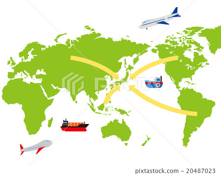 Arrow heading from Japan to Japan, world map image - Stock Illustration ...