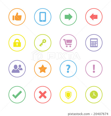 Colorful simple flat icon set 2 Colorful simple flat icon set 2 20487674