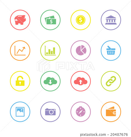 Colorful simple flat icon set 4 20487676