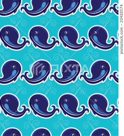 Seamless pattern with whales - Stock Illustration [20488574] - PIXTA
