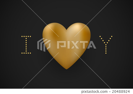 Message I love you. Gold heart on black background 20488924