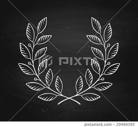 Laurel wreath icon isolated on a black chalkboard 20489393