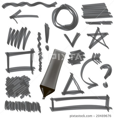 Gray Marker. Set of Graphic Signs. Arrows, Circles Gray Marker. Set of Graphic Signs. Arrows, Circles 20489676