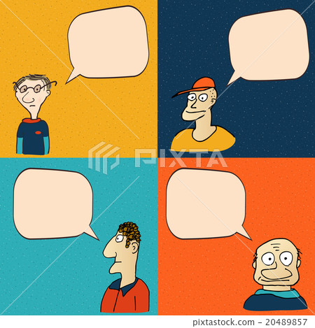Comic faces with speech bubbles. Comic faces with speech bubbles. 20489857
