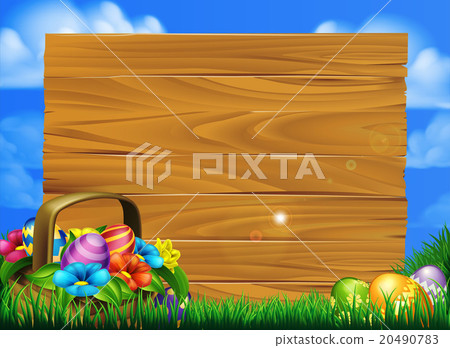 Easter Eggs Basket Sign 20490783