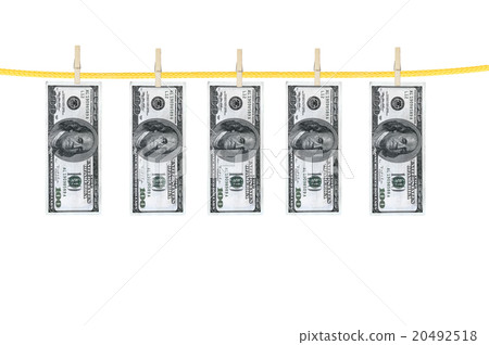money dry after wash hang on clothespins isolated money dry after wash hang on clothespins isolated 20492518