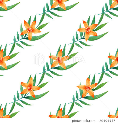 Watercolor seamless pattern of exotic flowers.  20494517