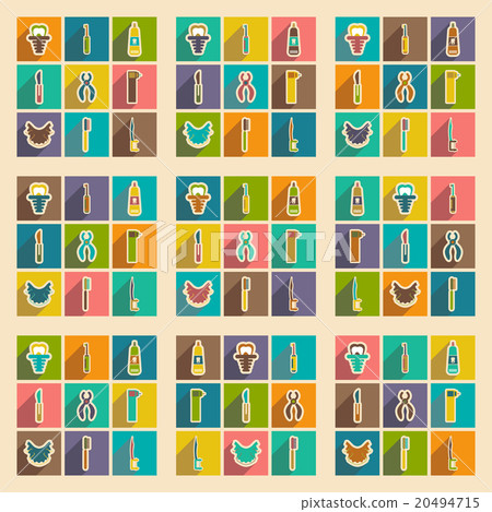 Icons of assembly stomatology in flat style 20494715