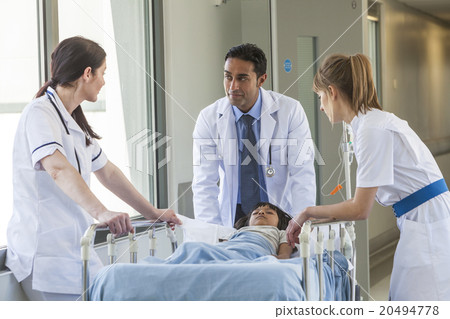 Hospital Doctor Nurses Child Patient in Bed Hospital Doctor Nurses Child Patient in Bed 20494778