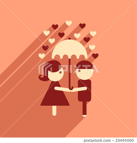 Flat web icon with long shadow man woman umbrella - Stock Illustration ...