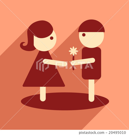 Flat web icon with long shadow man woman flowers - Stock Illustration ...