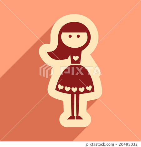Flat web icon with long shadow girl - Stock Illustration [20495032] - PIXTA