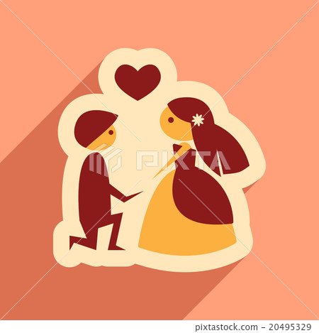 Flat web icon with long shadow bride and groom - Stock Illustration ...