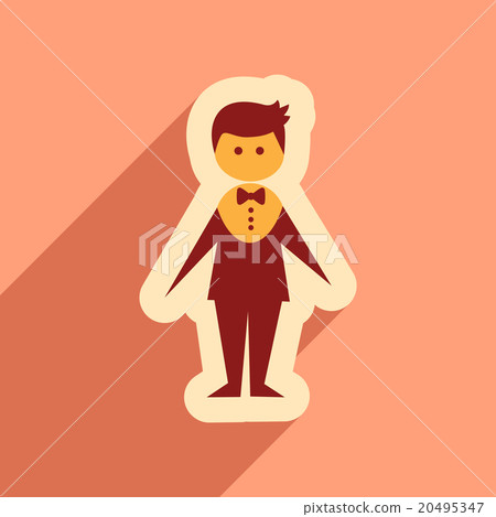 Flat web icon with long shadow groom 20495347