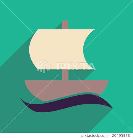 Flat web icon with long shadow sailing ship - Stock Illustration ...