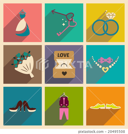 Set of flat web icons with long shadow wedding - Stock Illustration ...
