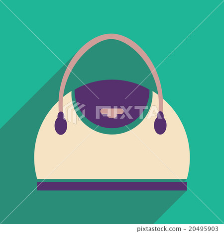 Flat icon with long shadow leather handbag 20495903