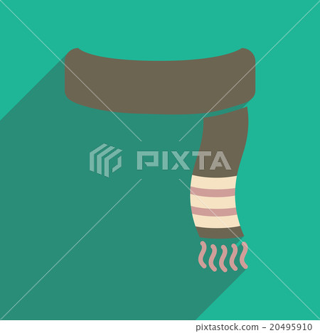 Flat icon with long shadow Warm scarf Flat icon with long shadow Warm scarf 20495910