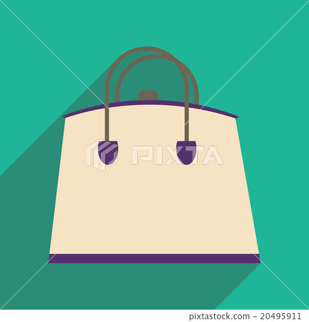 Flat icon with long shadow leather handbag Flat icon with long shadow leather handbag 20495911