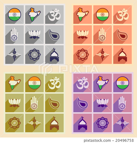 Modern flat icons collection with long shadow - Stock Illustration ...