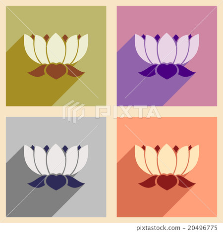 Modern flat icons collection with long shadow - Stock Illustration ...