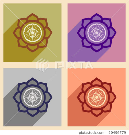 Modern flat icons collection with long shadow - Stock Illustration ...