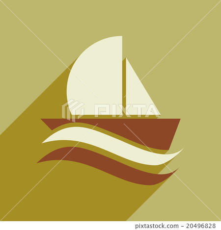 flat icon with long shadow boat sailboat - Stock Illustration [20496828 ...