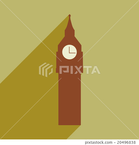 flat icon with long shadow big Ben 20496838