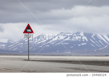 Warning sign polar bears,Spitsbergen, Norway 20498324