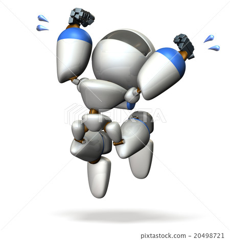 Triple-headed robot jumping with impression 20498721