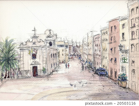 Sketch of Figueira Plaza in Lisbon Sketch of Figueira Plaza in Lisbon 20503116