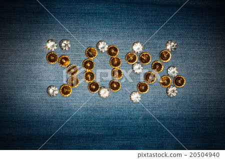 Fifty percent made from crystals on jeans fabric 20504940