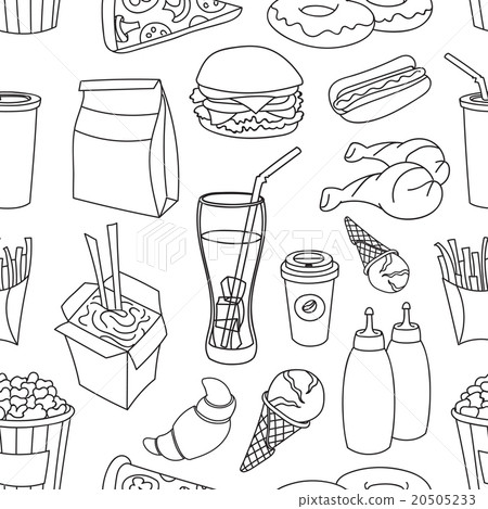 Doodle pattern fast food Doodle pattern fast food 20505233