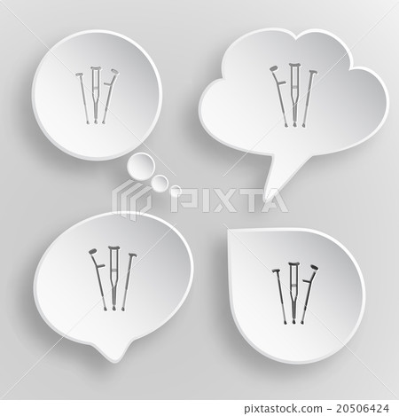 Crutches. White flat vector buttons on gray  20506424