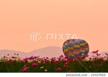 Colorful hot air balloon is flying at sunset. Colorful hot air balloon is flying at sunset. 20507669