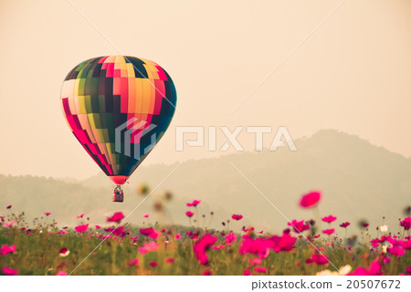 Colorful hot air balloon is flying at sunset. Colorful hot air balloon is flying at sunset. 20507672