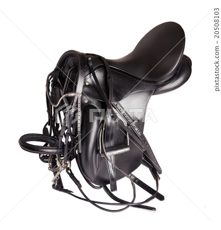 Black leather dressage saddle with mouthbridle Black leather dressage saddle with mouthbridle 20508103