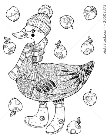 Christmas goose in funny hat doodle. 20508372