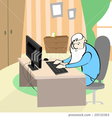 Old Man Using Computer Senior Grandfather Sitting Old Man Using Computer Senior Grandfather Sitting 20510363