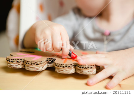 Little female baby painting with colorful paints Little female baby painting with colorful paints 20511151