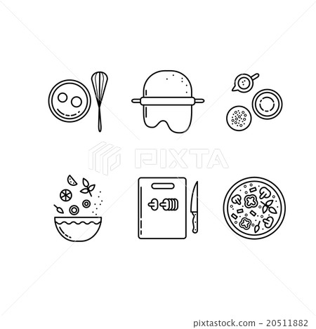 Cooking pizza line icons set Cooking pizza line icons set 20511882
