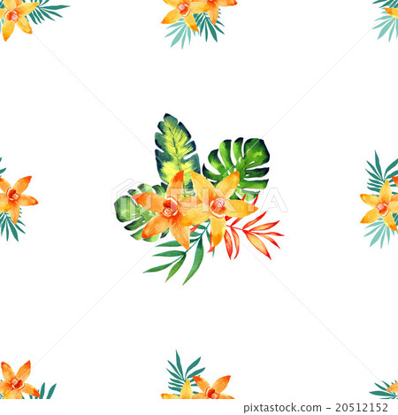 Watercolor seamless pattern of exotic flowers. Watercolor seamless pattern of exotic flowers. 20512152